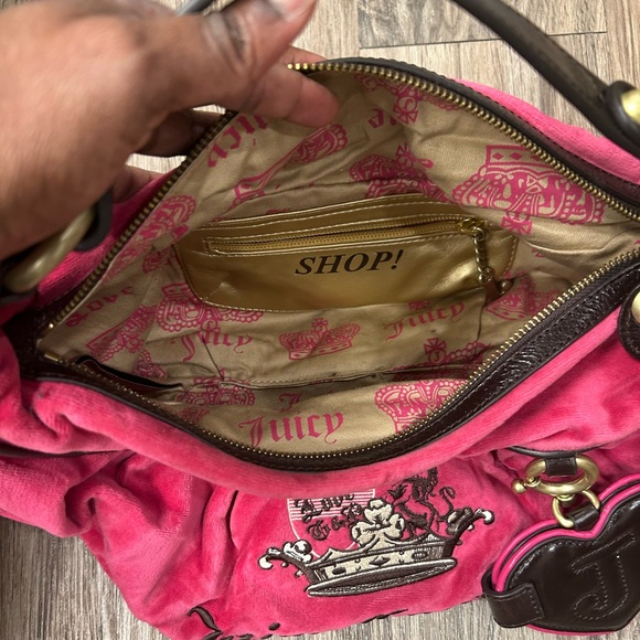 Juicy Couture Pink and Black Shoulder Bag with Heart Charm - Picture 3 of 7